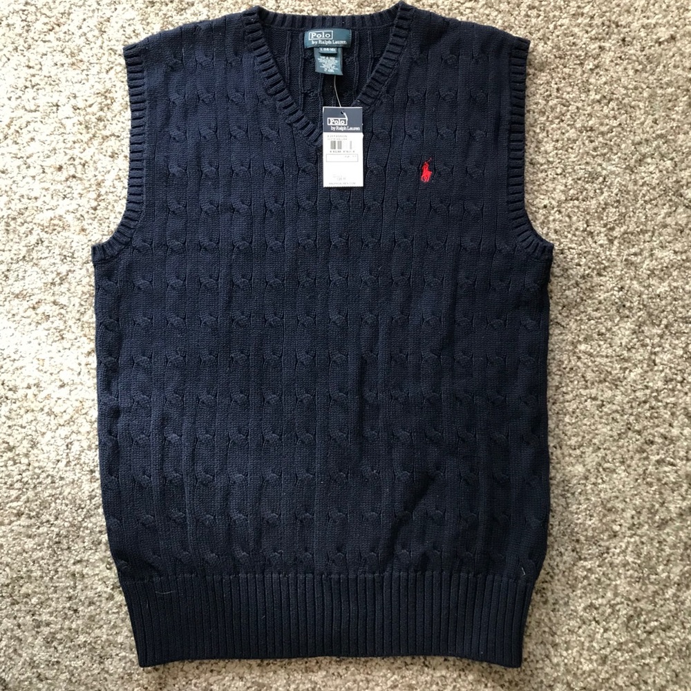 NWT boys navy polo sweater vest